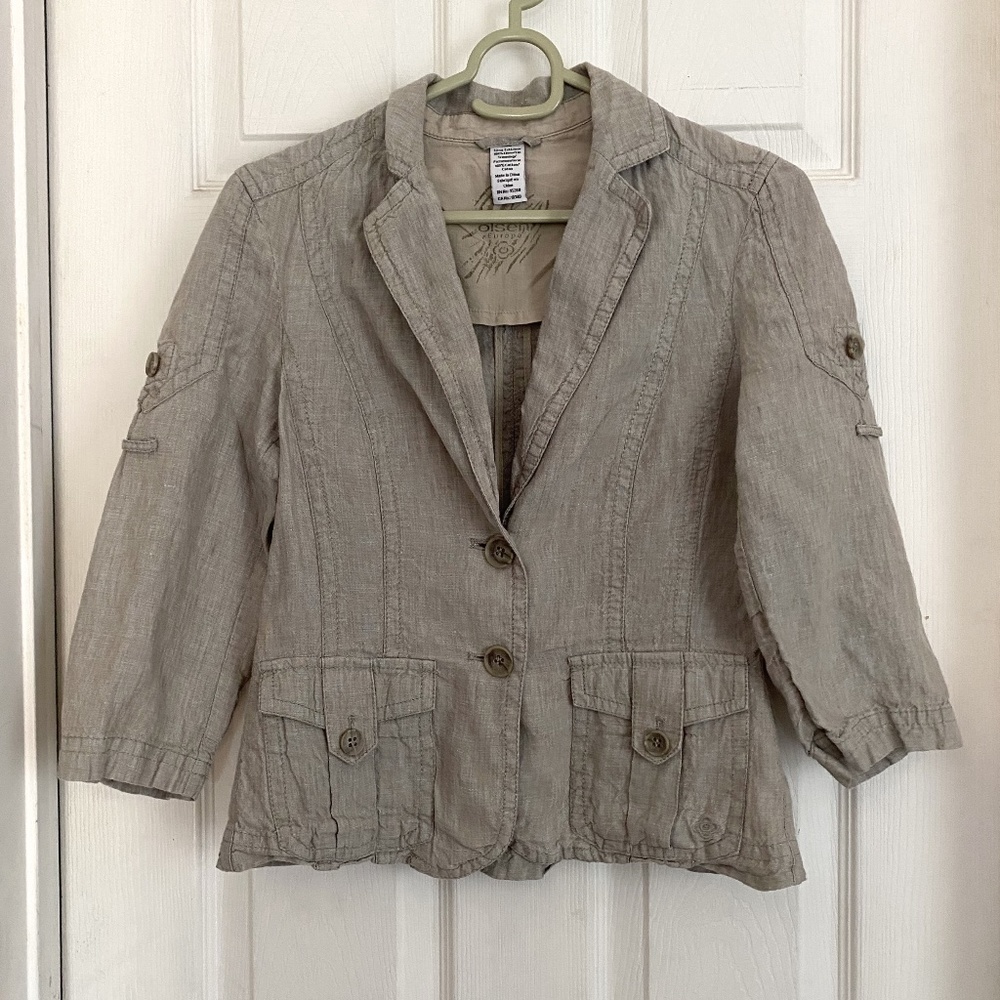 Light Green Beige Jacket with Pocket Details Sz S